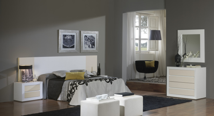 dormitorio lacado blanco y marfil
